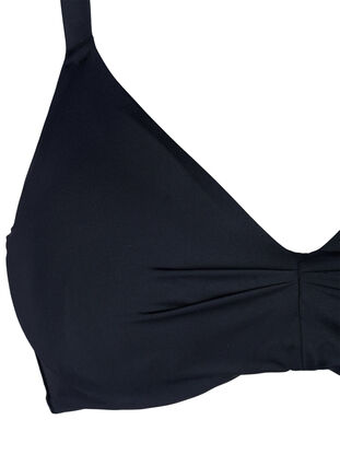 Bikini-Oberteil mit Bügel und Faltendetail, Black, Packshot image number 2