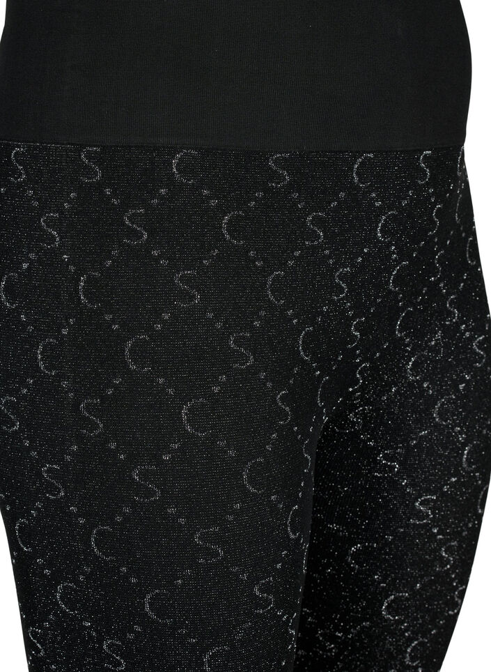 Nahtlose Leggings mit silberfarbenem Muster, Black, Packshot image number 2