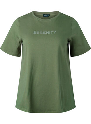 T-Shirt aus Bio-Baumwolle mit Text, Thyme SERENITY, Packshot image number 0