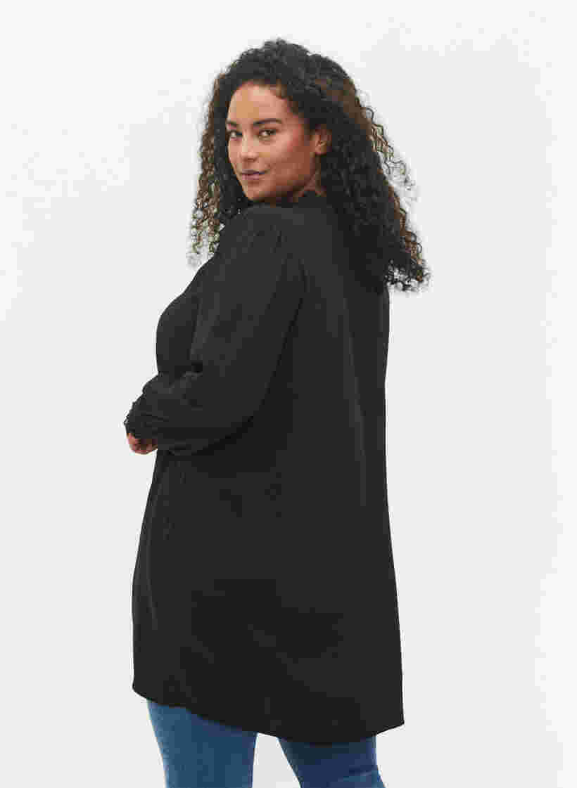 Tunika mit Rüschenkragen und langen Ärmeln, Black, Model image number 1