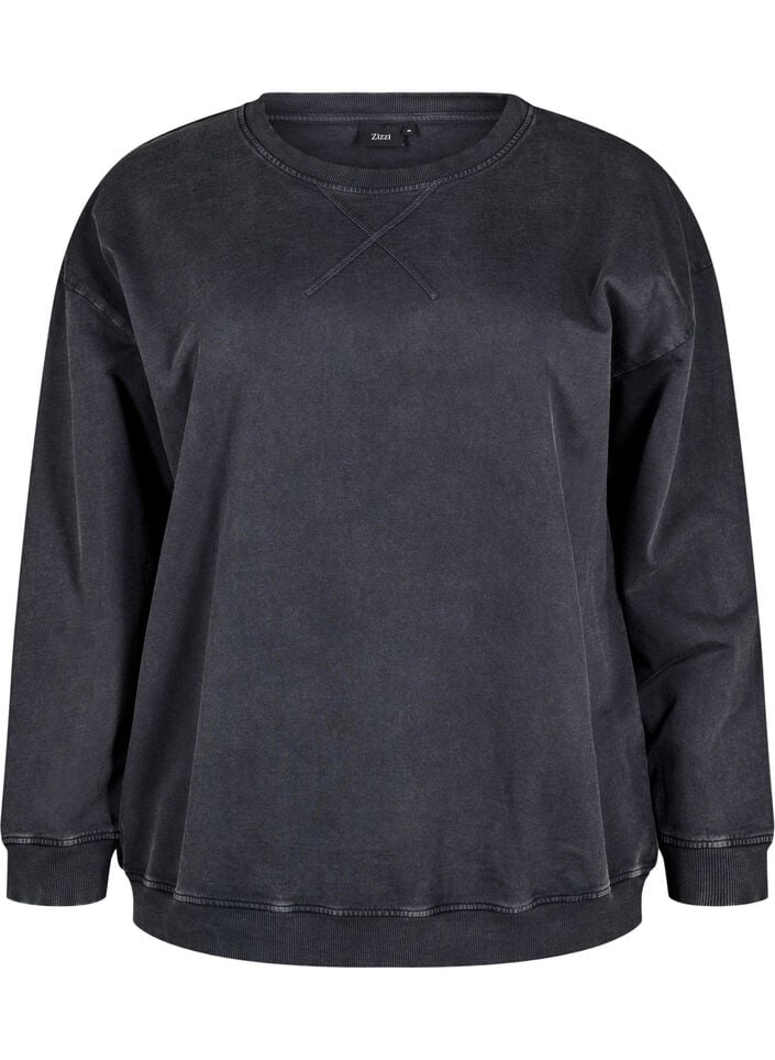 Lockeres Sweatshirt im gewaschenen Look, Grau, Packshot image number 0