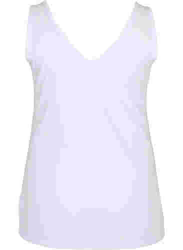 Basic Top aus Rippqualität mit V-Ausschnitt, Bright White, Packshot image number 1