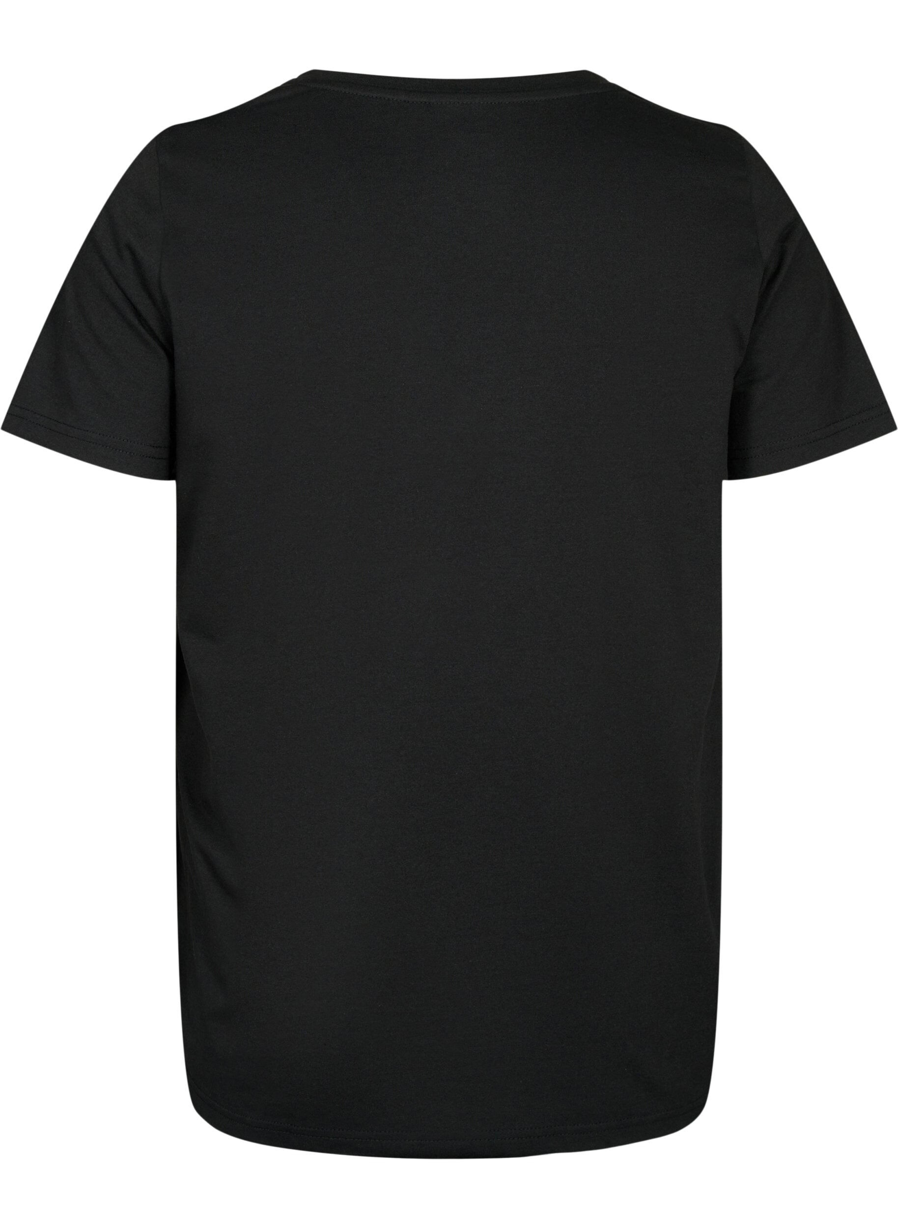 ZizziKurz&auml;rmeliges T-Shirt mit V-Ausschnitt, Schwarz, Packshot image number 1