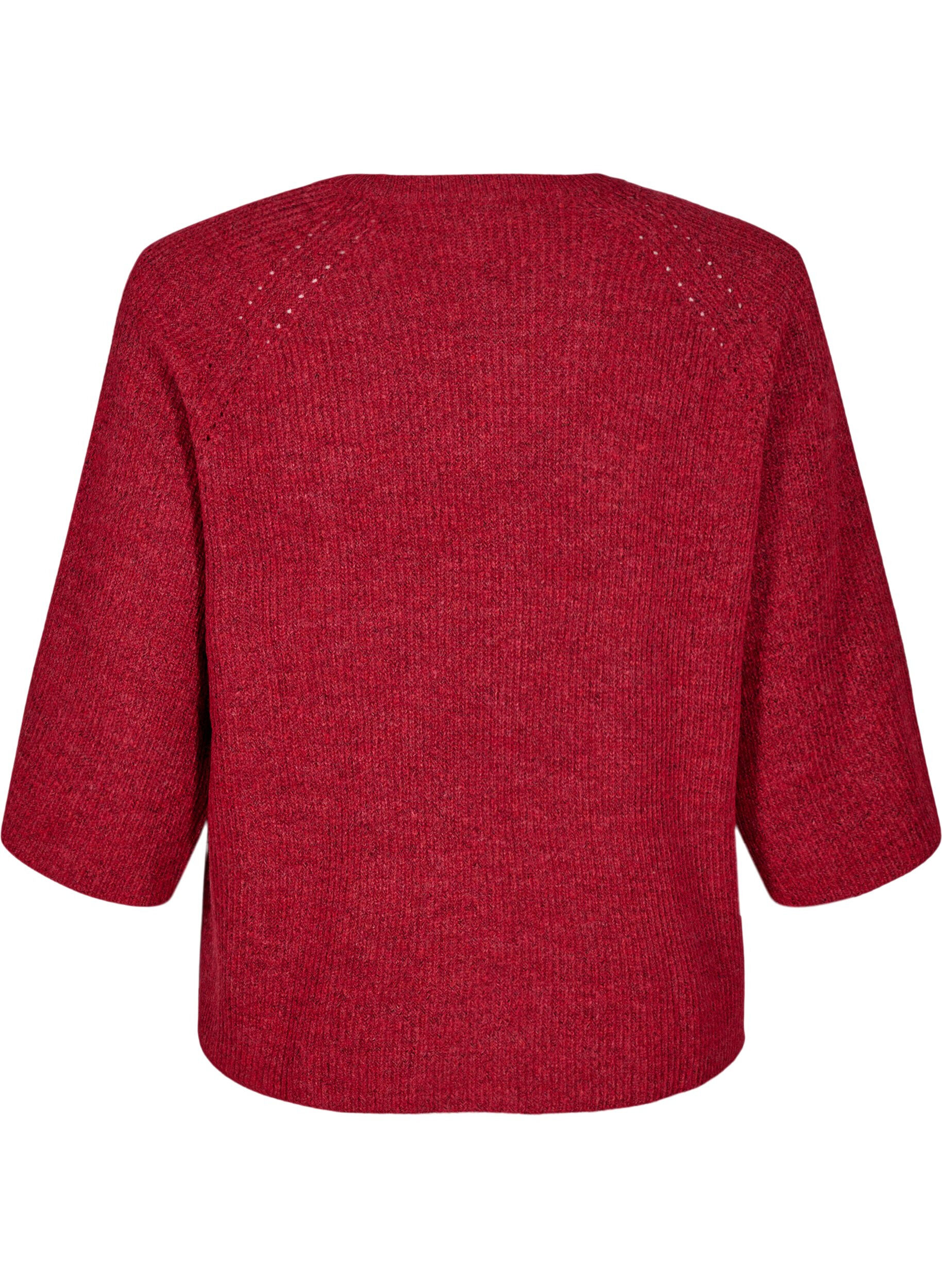 ZizziRipppullover mit 3/4-&Auml;rmeln, Rot, Packshot image number 1