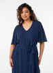 Maxikleid aus Chiffon mit V-Ausschnitt und R&uuml;schensaum, Blau, Model image number 2
