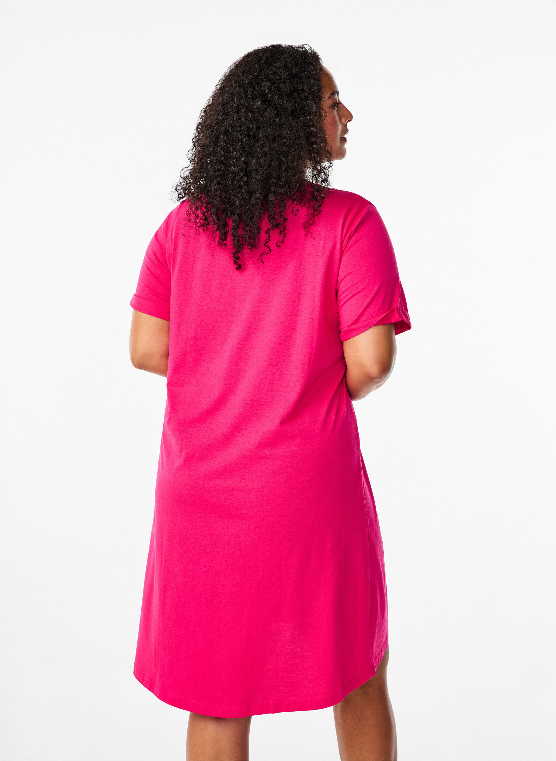 ZizziT-Shirt-Kleid aus Baumwolle, Bright Rose, Model image number 1