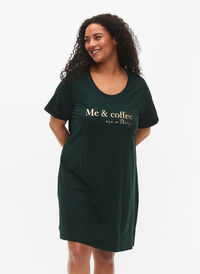 Kurzärmeliges Nachthemd aus Bio-Baumwolle, Scarab W. Coffee, Model