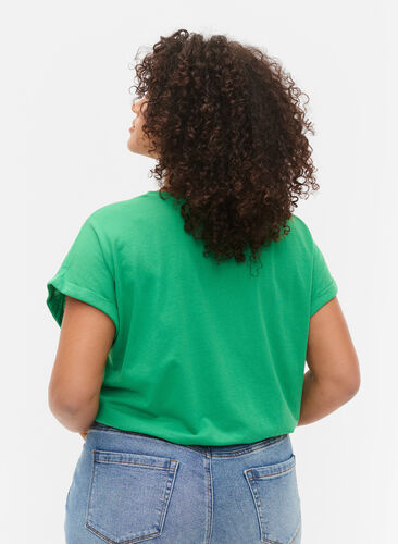 Kurzärmeliges T-Shirt aus einer Baumwollmischung, Kelly Green, Model image number 1
