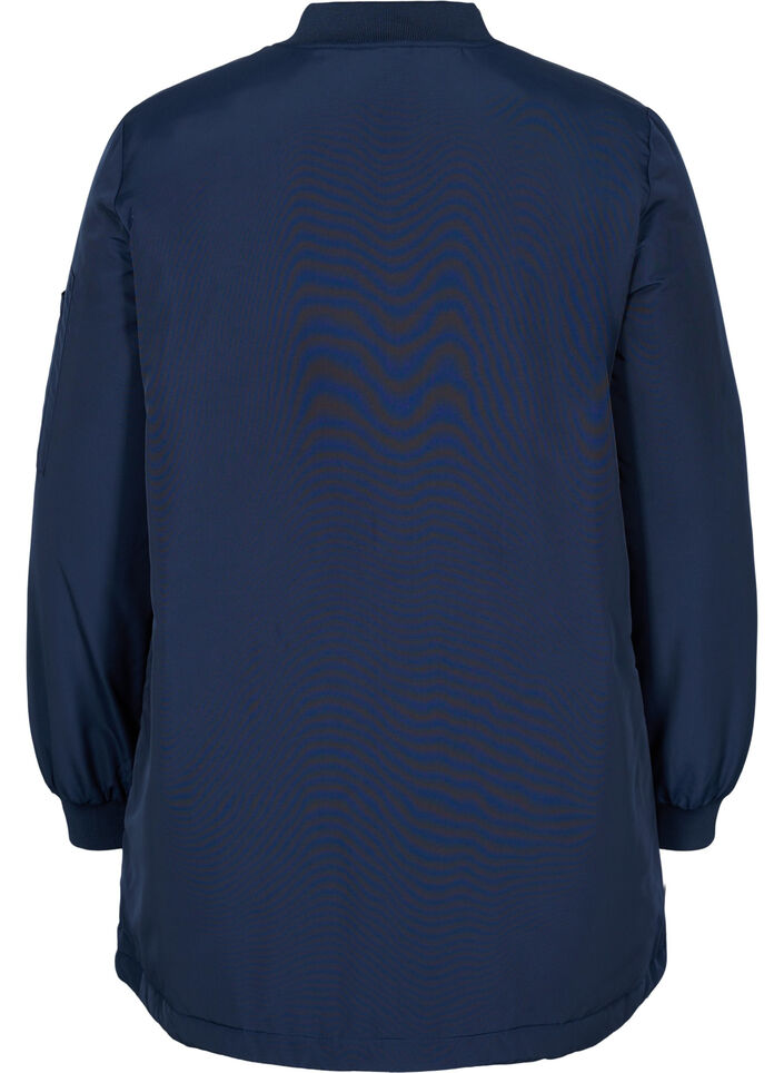 Lange Bomberjacke mit Taschen, Navy Blazer, Packshot image number 1