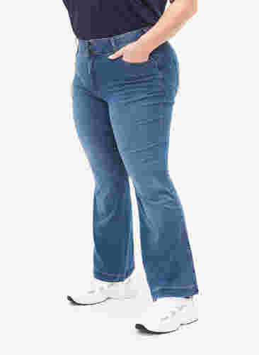 Hochtaillierte Ellen-Jeans mit Bootcut, Blue denim, Model image number 2