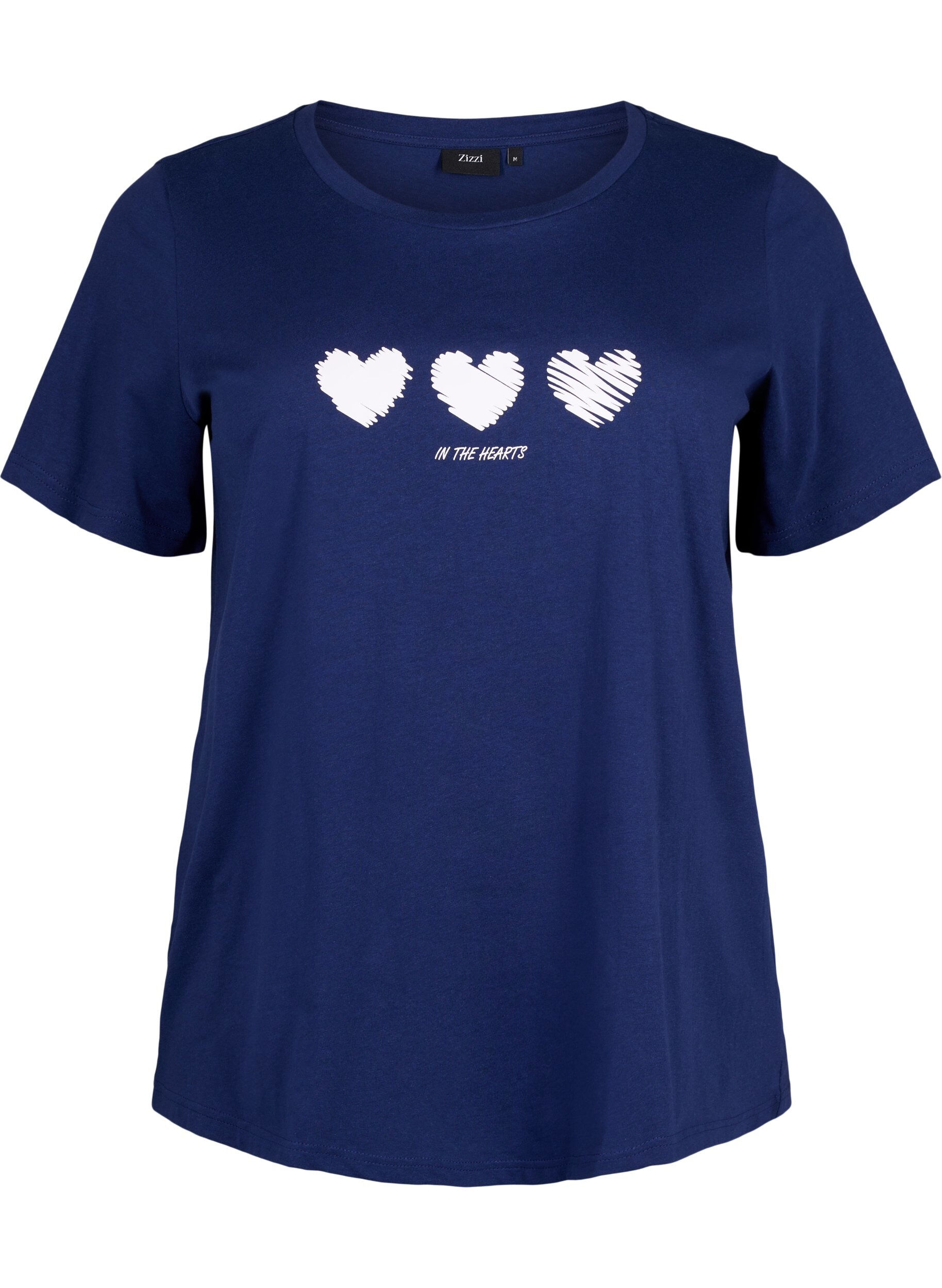 ZizziT-Shirt aus Baumwolle mit Rundhalsausschnitt und Aufdruck, Medieval B.W. Hearts, Packshot image number 0