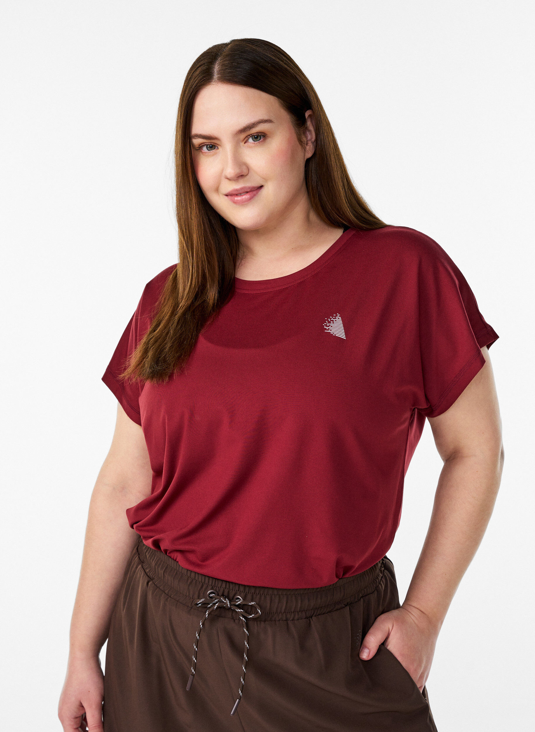 ZizziEinfarbiges Trainings-T-Shirt, Rot, Model image number 0