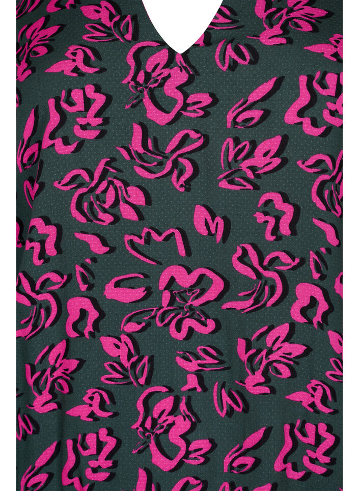 Langarm Bluse aus Viskose mit Smock, Deep Forest AOP, Packshot image number 2