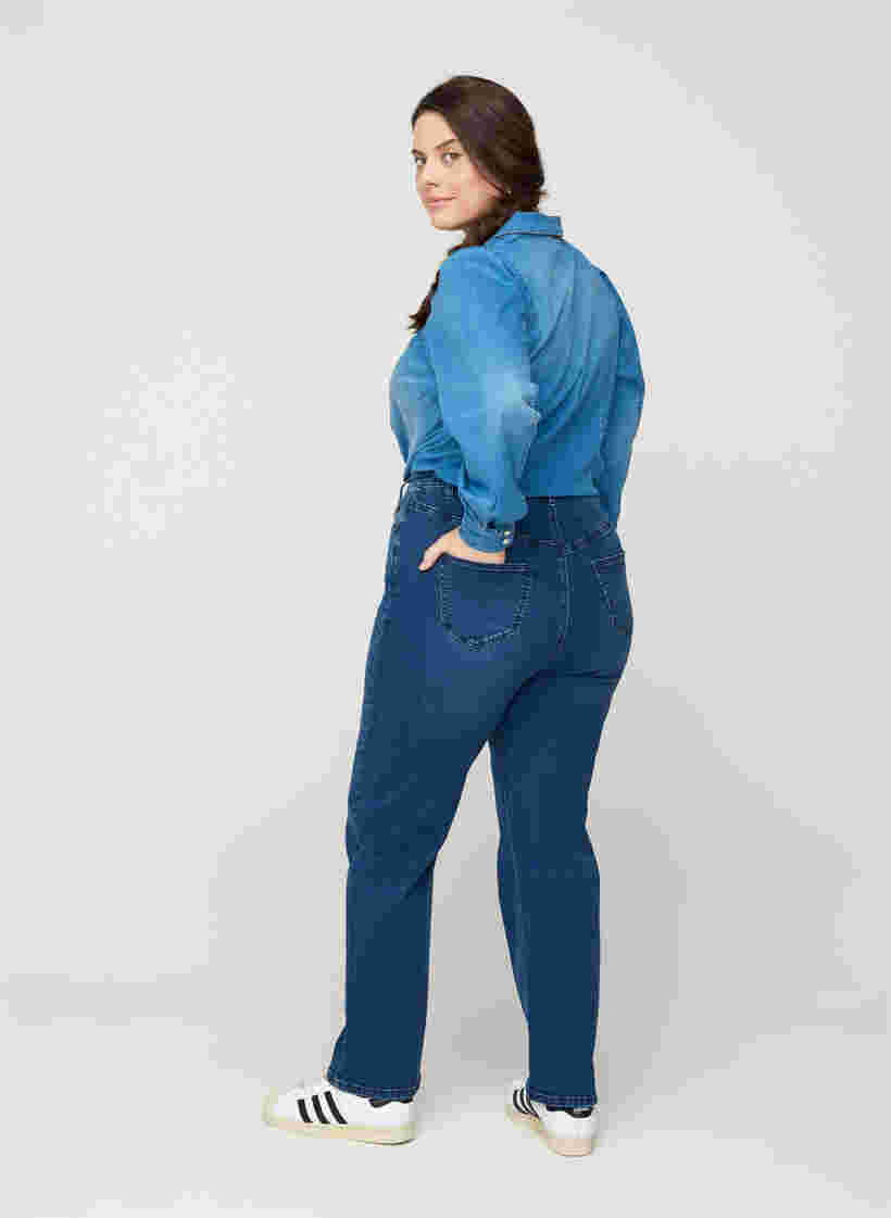 Jeans mit extra hoher Taille, Blue denim, Model image number 1