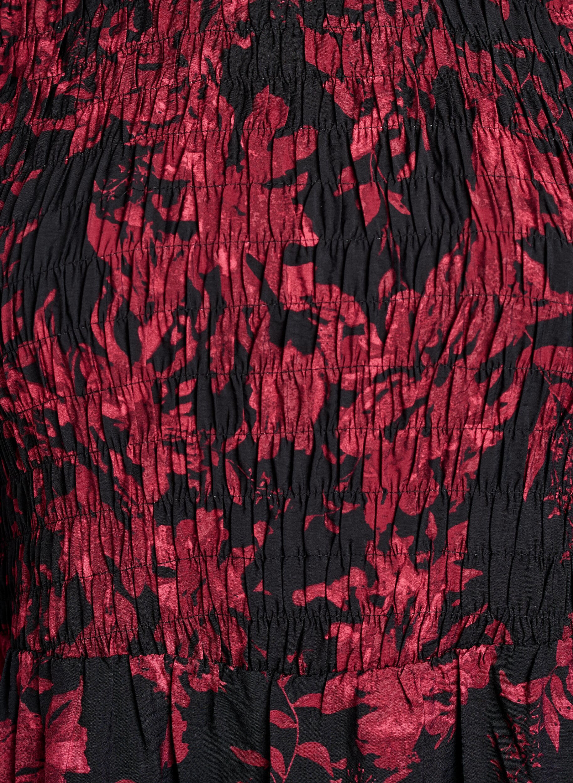 ZizziGebl&uuml;mtes Kleid mit Smock-Oberteil, Schwarz, Packshot image number 2