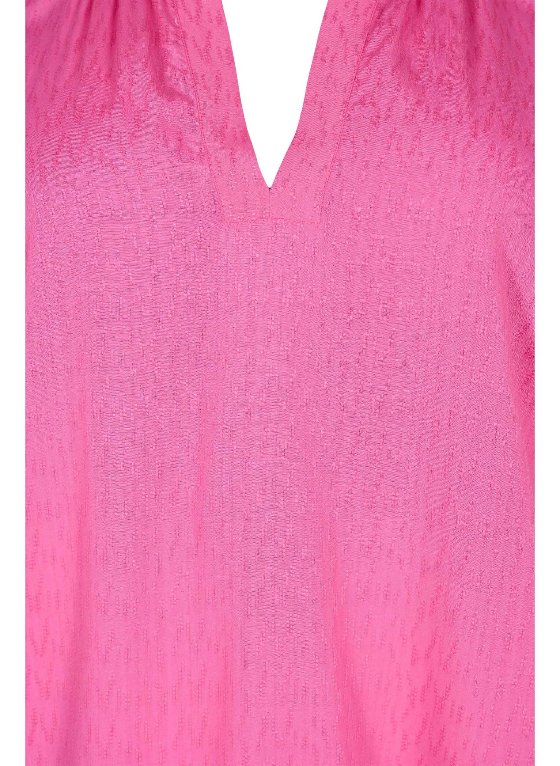 ZizziKurz&auml;rmlige Viskosebluse mit V-Ausschnitt, Shocking Pink, Packshot image number 2