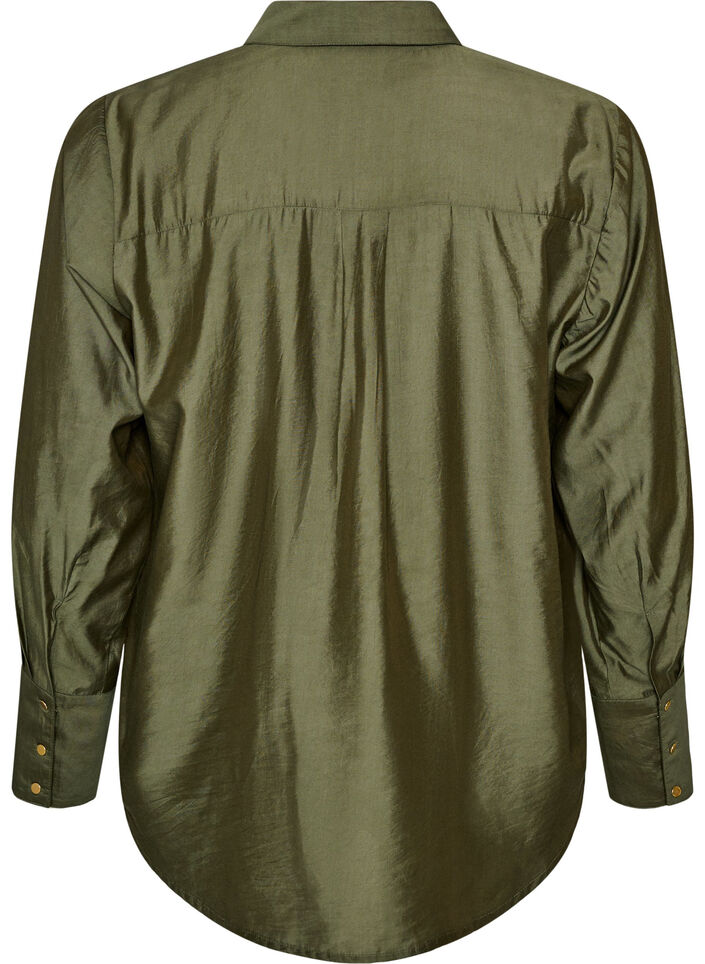 Bluse aus Viskose mit goldenen Kn&ouml;pfen, Gr&uuml;n, Packshot image number 1