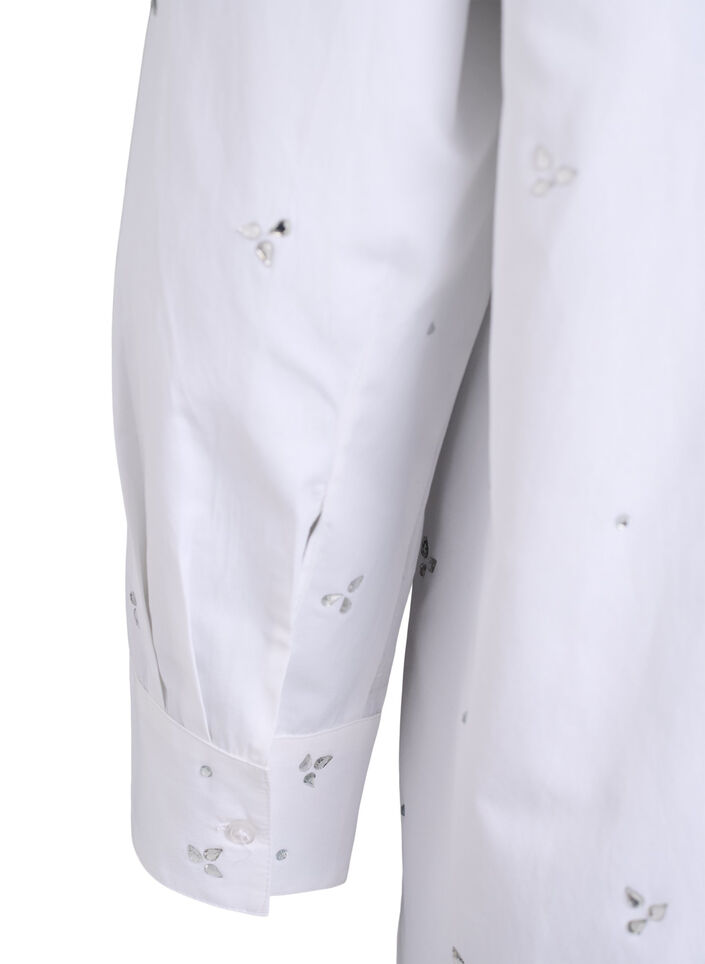 Bluse mit Strasssteinen, Weiß, Packshot image number 4