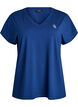Lockeres Trainings-T-Shirt mit V-Ausschnitt, Blau, Packshot image number 0