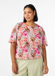 Gebl&uuml;mte Bluse mit kurzen &Auml;rmeln und Smock-Details, Rot, Model image number 0