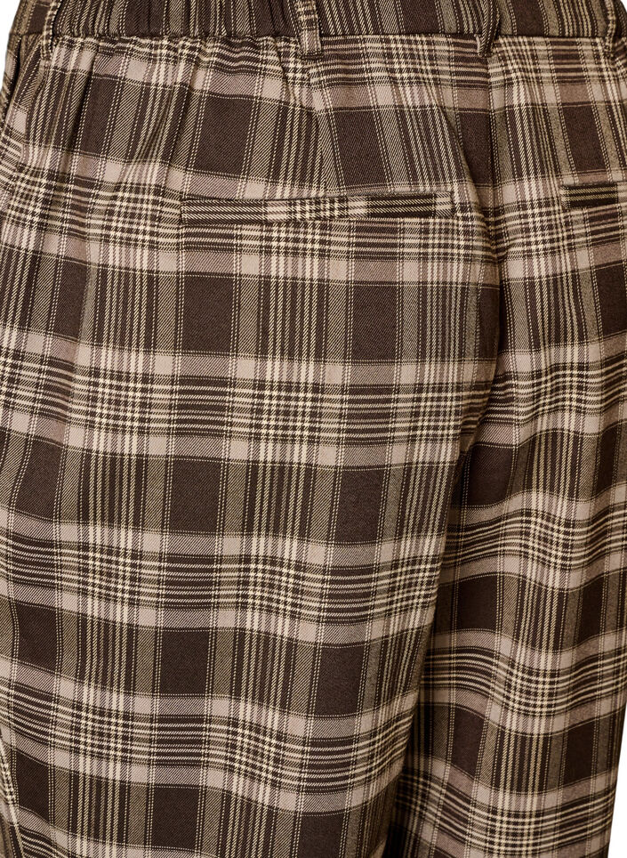 Karierte Hose mit weitem Bein, Braun, Packshot image number 3