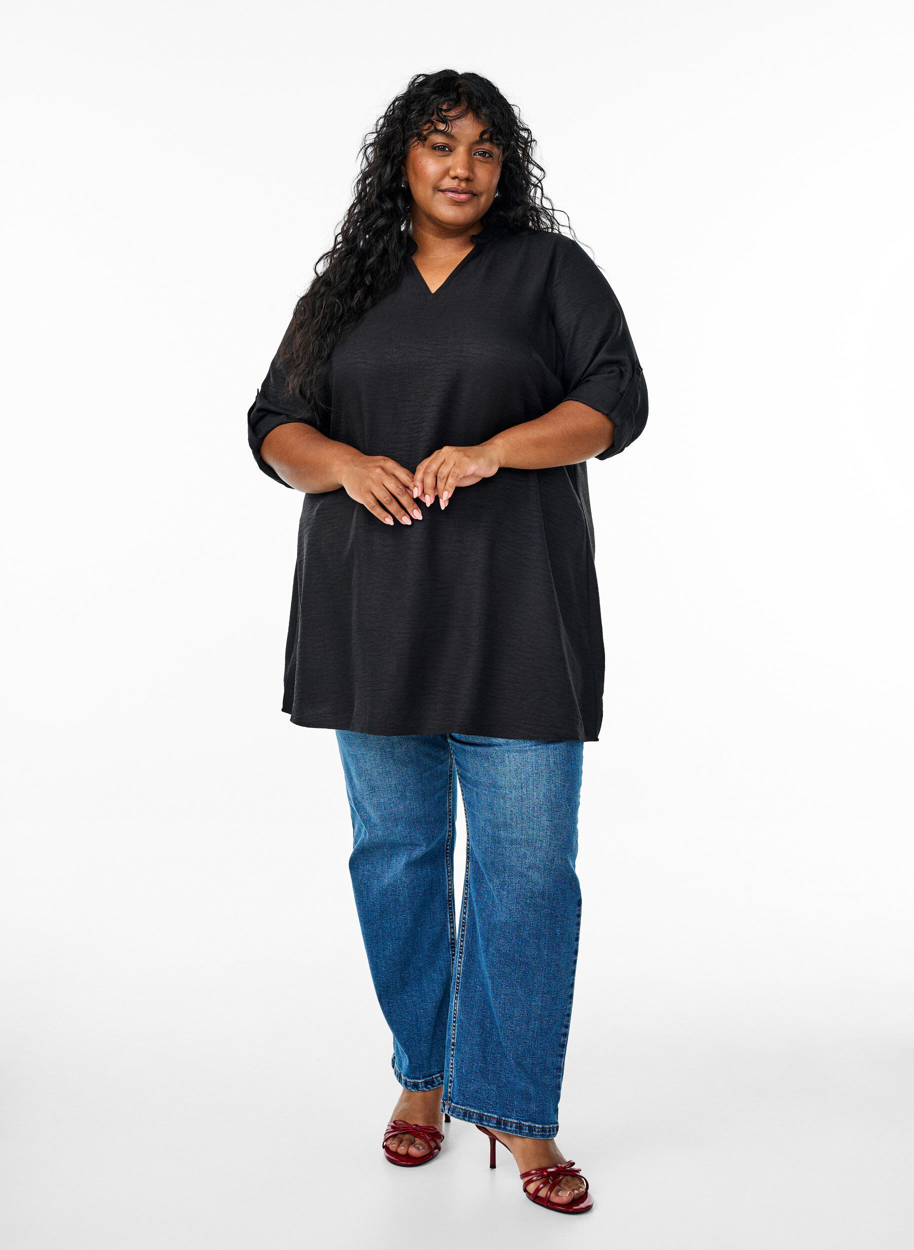 ZizziTunika mit Rundhalsausschnitt, Schwarz, Model image number 1