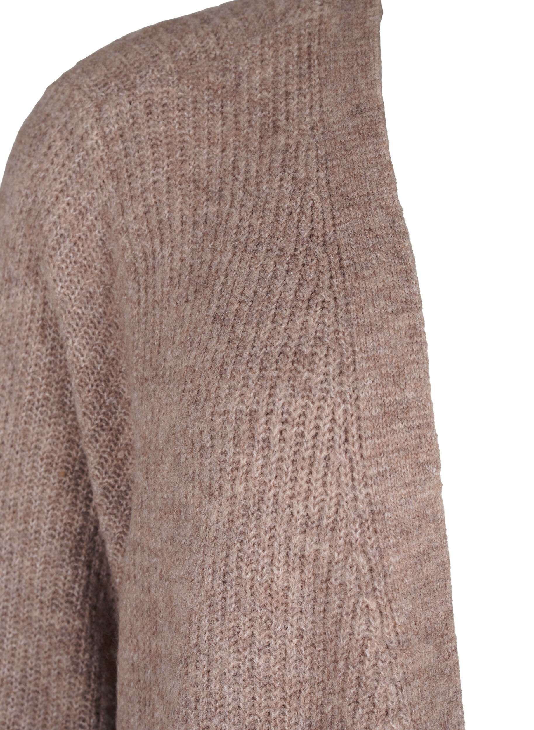 ZizziFLASH - Gerippter Cardigan mit Schlitzen, Brown Lentil Melange, Packshot image number 2