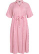 Kn&ouml;chellanges Hemdblusenkleid mit Bindeg&uuml;rtel und Streifen, Pink, Packshot image number 0