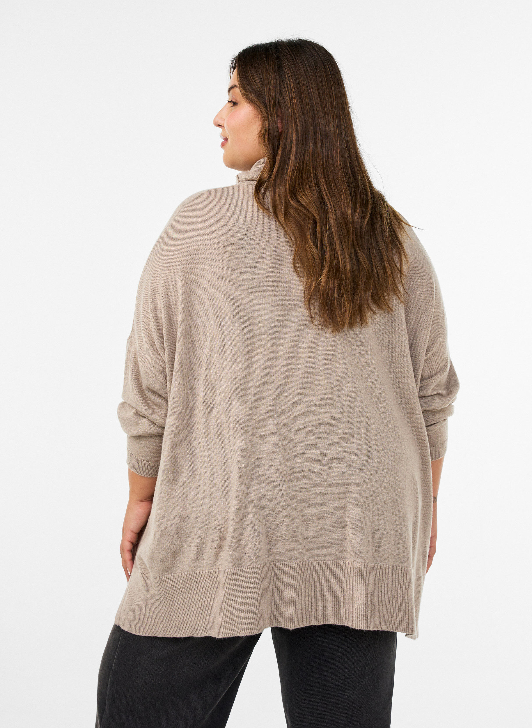 ZizziRollkragenpullover mit lockerer Passform, Beige, Model image number 2