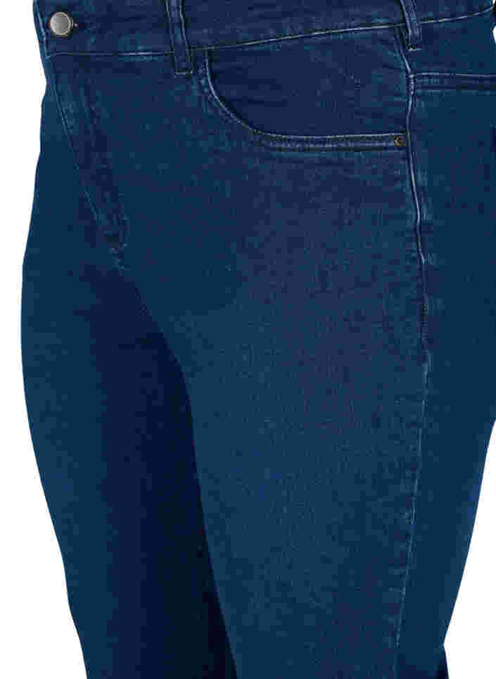 Enganliegende Denim-Caprihose aus Baumwolle, Dark blue denim, Packshot image number 2