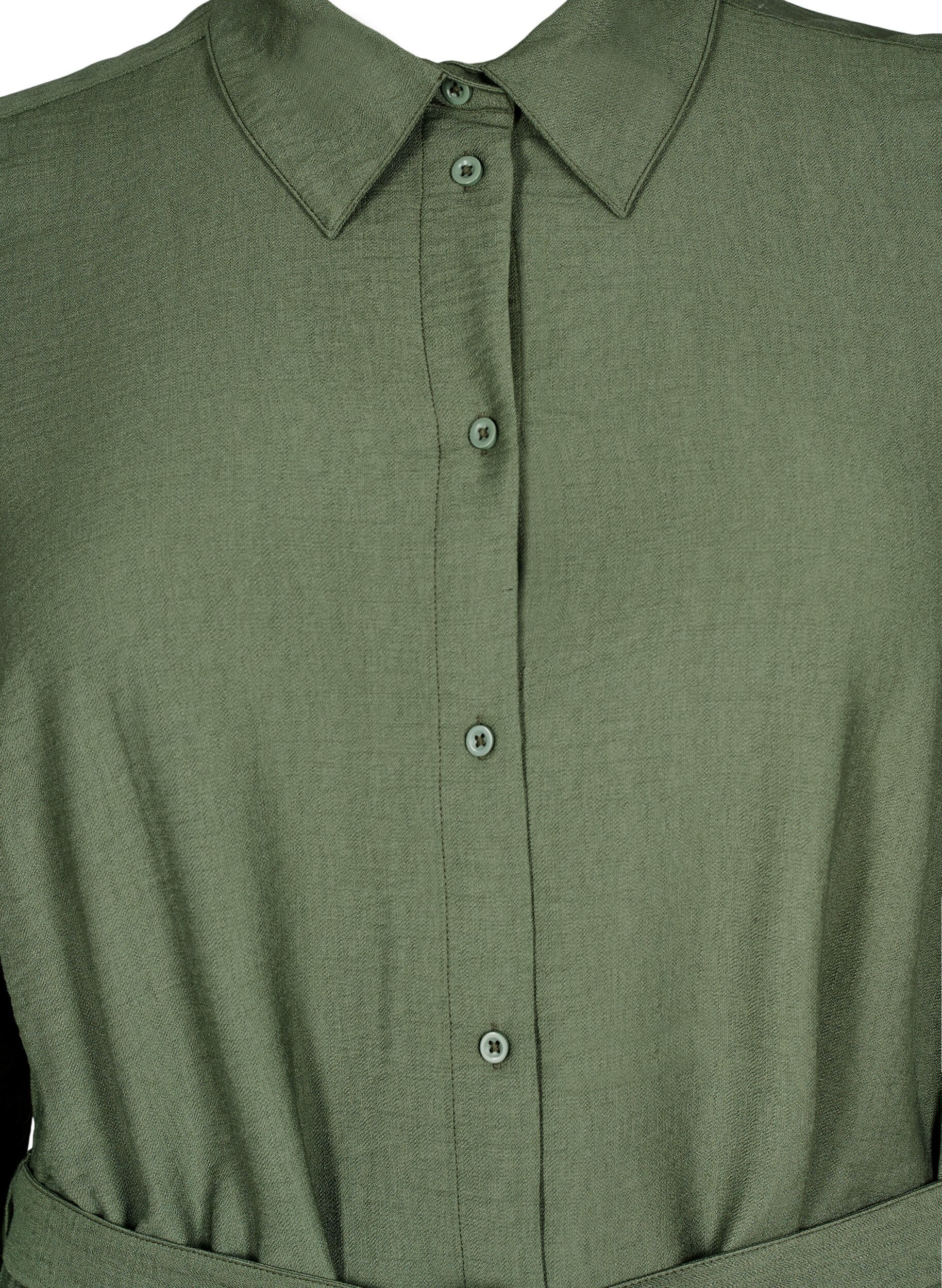 ZizziHemdblusenkleid mit Bindeg&uuml;rtel und langen &Auml;rmeln, Gr&uuml;n, Packshot image number 2