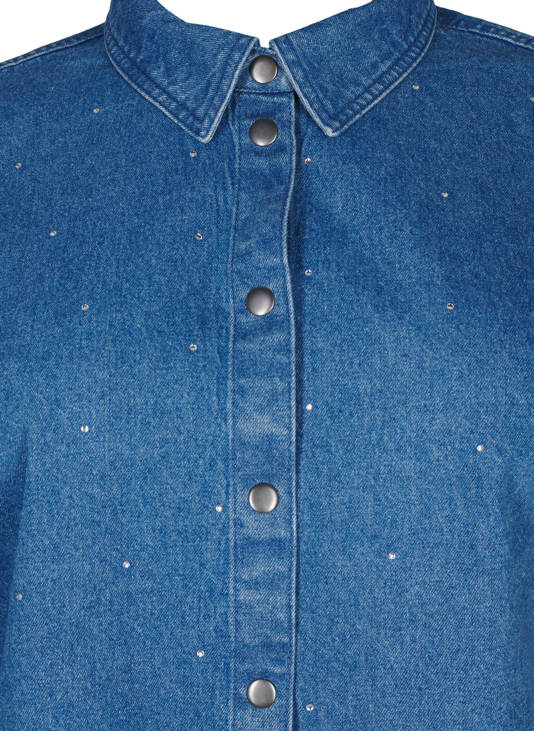 ZizziJeanshemd mit Strass-Steinchen und 3/4 &Auml;rmeln, Bl. Denim Rhinestone, Packshot image number 2