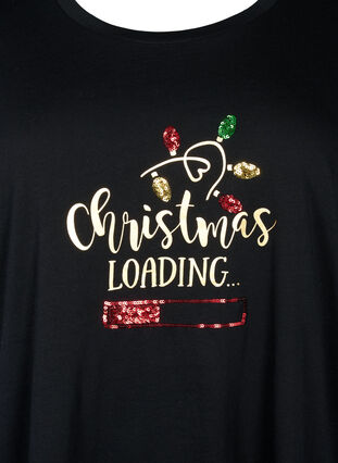 Weihnachts-T-Shirt mit Pailletten, Black W. Loading, Packshot image number 2