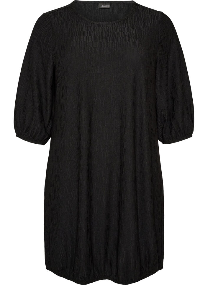 Kleid in Ballonform mit Struktur, Schwarz, Packshot image number 0