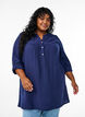 Tunika aus Baumwollmusselin mit Broderie Anglaise, Blau, Model image number 0