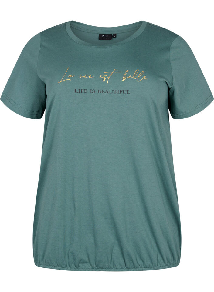 Kurzärmliges T-Shirt aus Baumwolle mit Gummizug am Saum, Sea Pine W. Life, Packshot