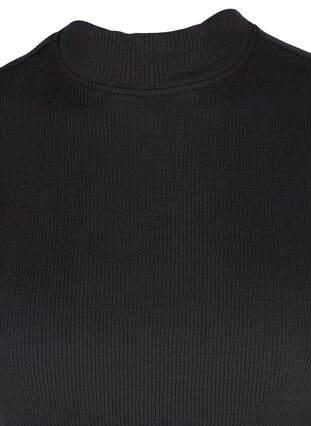 Ärmelloses Baumwolltop mit hochgeschlossenem Hals aus Rippqualität, Black, Packshot image number 2