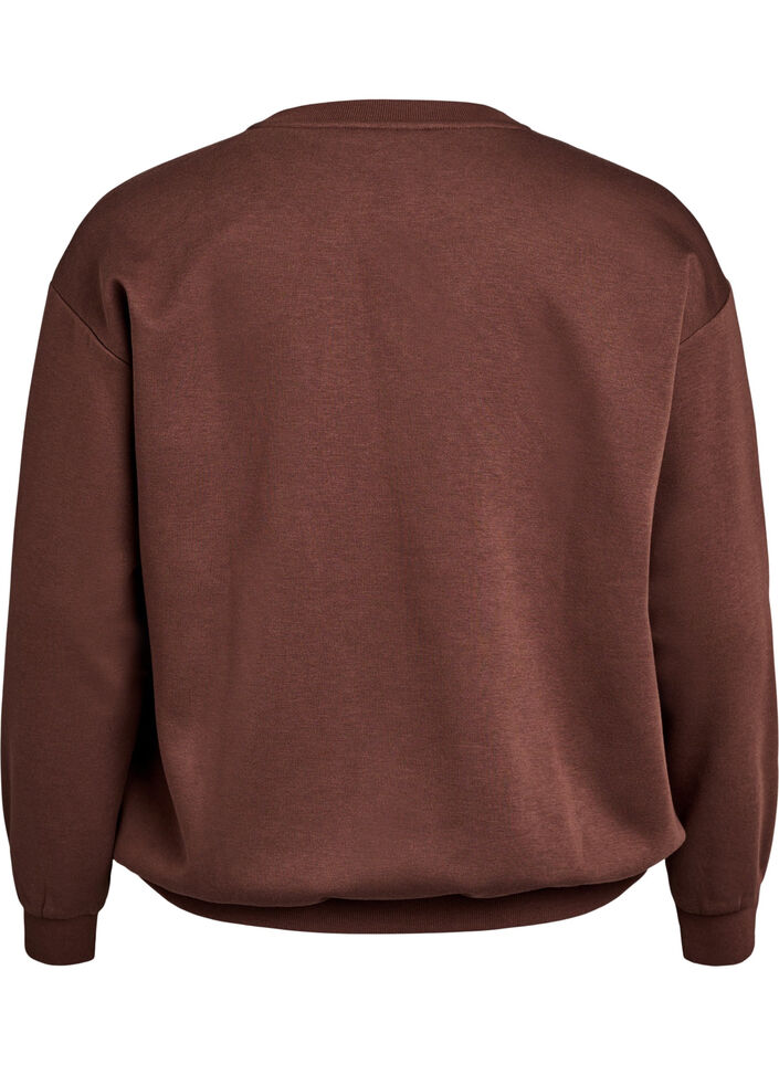 Sweatshirt mit gesticktem Text, Braun, Packshot image number 1