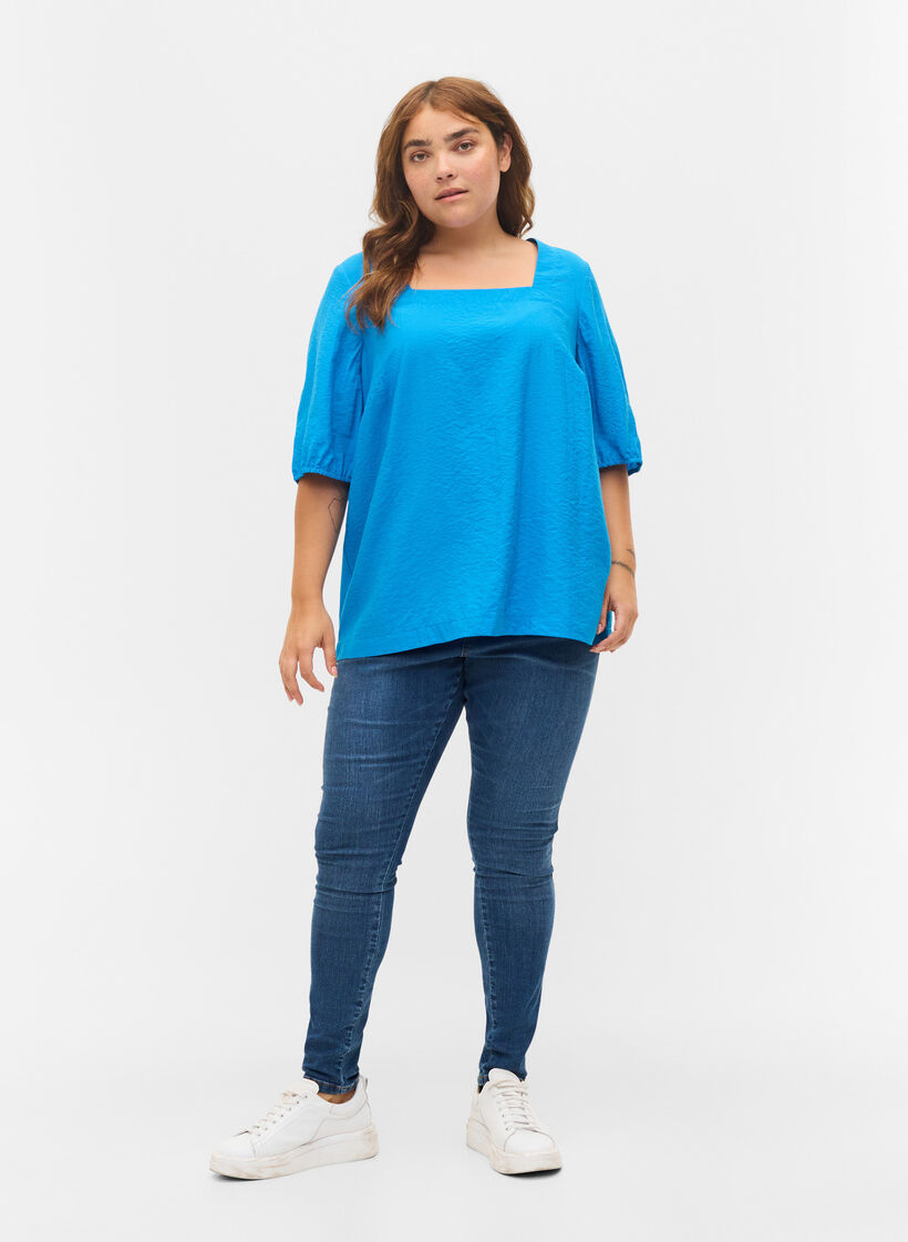 Bluse mit Ballonärmeln, Indigo Bunting, Model image number 2