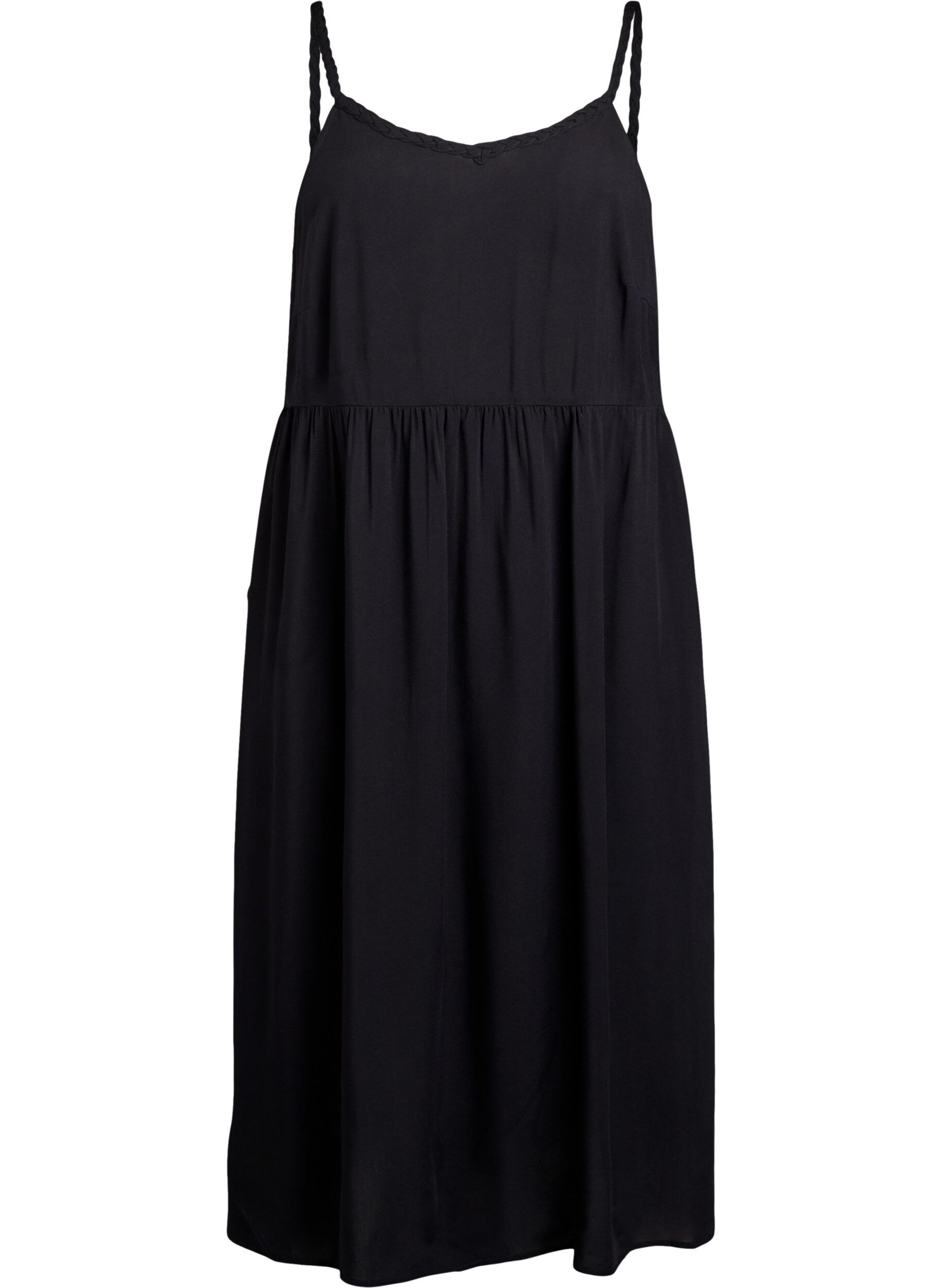 ZizziMidi-Tr&auml;gerkleid mit gesmoktem R&uuml;ckenteil, Schwarz, Packshot image number 0