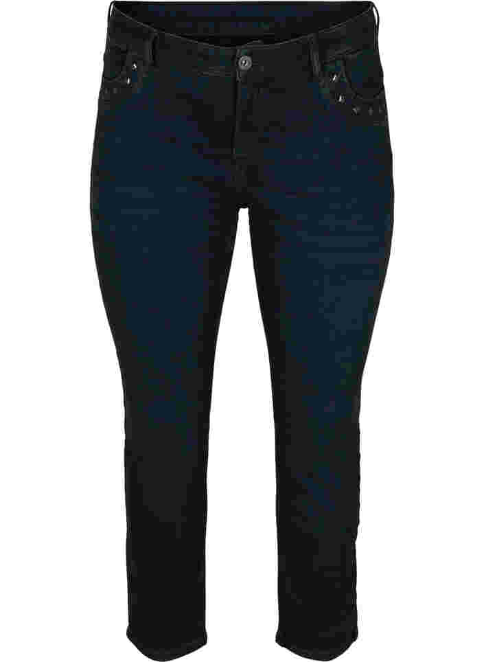 Slim Fit Emily Jeans mit Nieten, Dark blue, Packshot image number 0