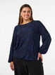 Transparente Bluse mit floraler Struktur und langen &Auml;rmeln, Blau, Model image number 0