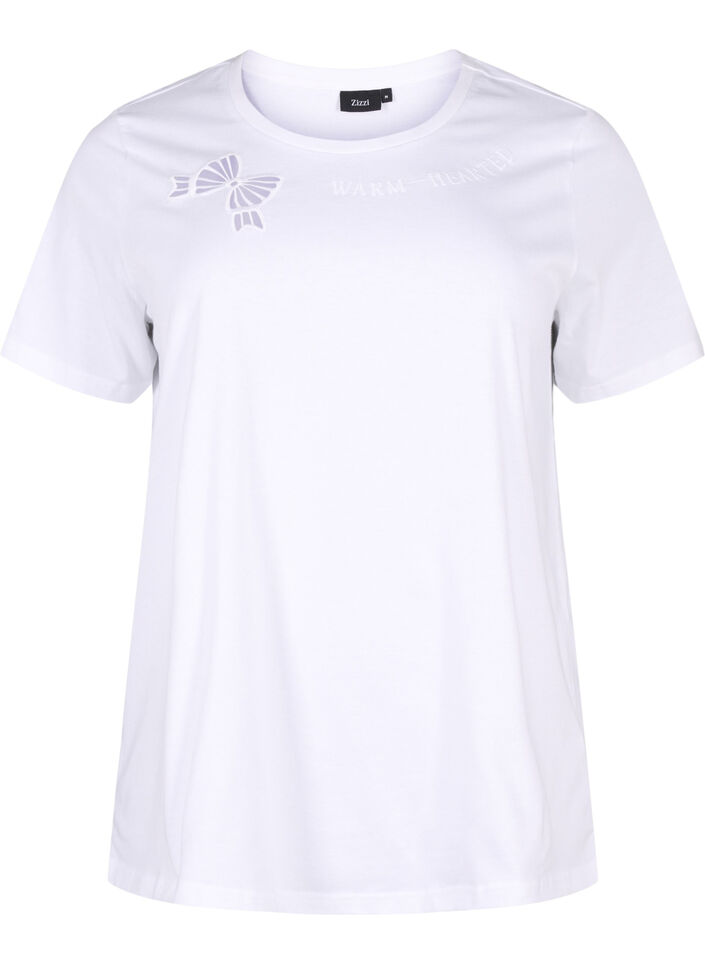 T-Shirt aus Bio-Baumwolle mit Schleifendetail, Bright White, Packshot image number 0