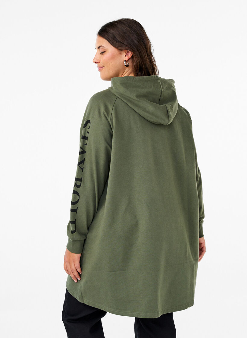 Oversize-Sweatshirt mit Print an den Ärmeln, Thyme w. Black, Model image number 1
