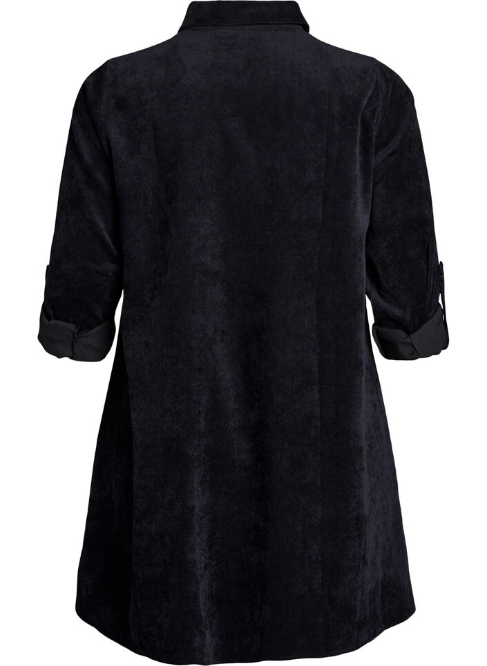Samtkleid mit Rei&szlig;verschluss und 3/4-&Auml;rmeln, Schwarz, Packshot image number 1