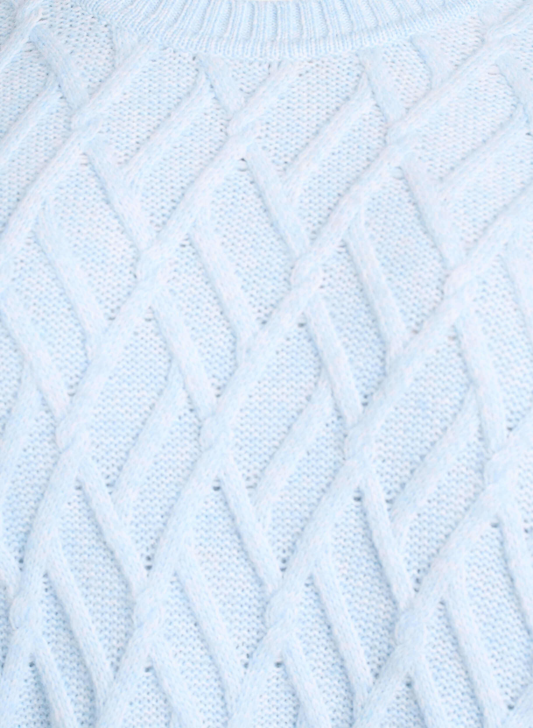 ZizziStrickbluse mit Zopfmuster und Rundhalsausschnitt, Blau, Packshot image number 2