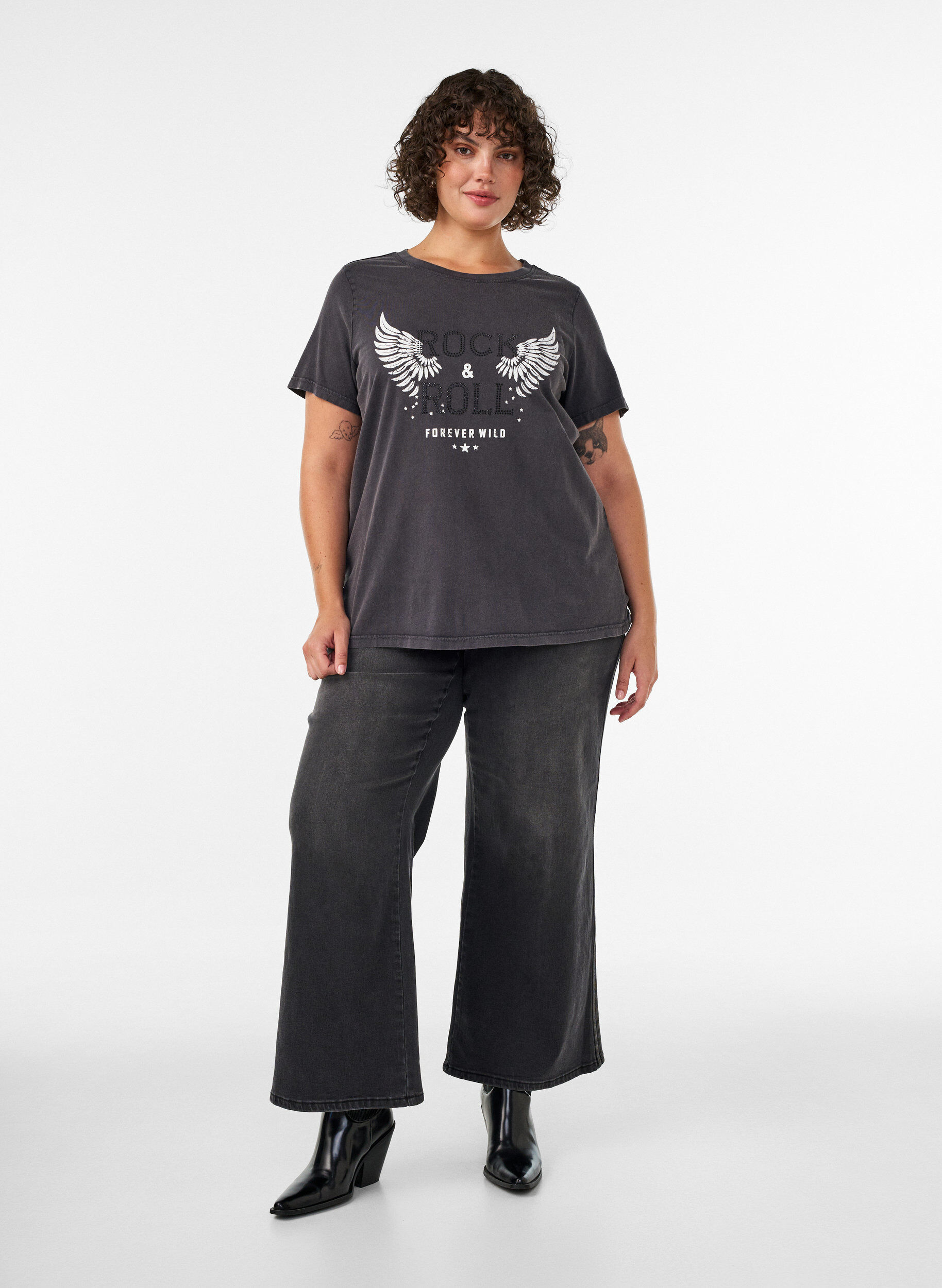 ZizziT-Shirt aus Bio-Baumwolle mit Print, Schwarz, Model image number 1