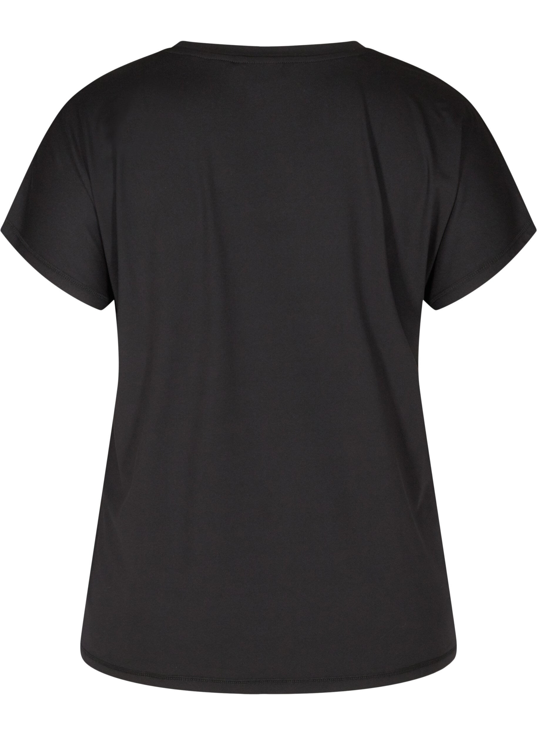 ZizziLockeres Trainings-T-Shirt mit V-Ausschnitt, Schwarz, Packshot image number 1