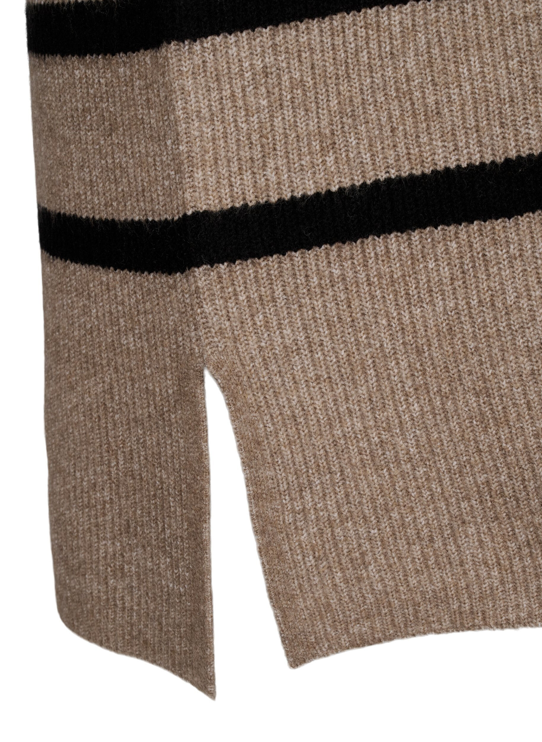 ZizziStrickkleid mit langen &Auml;rmeln und Streifen, Desert Taupe Comb, Packshot image number 3