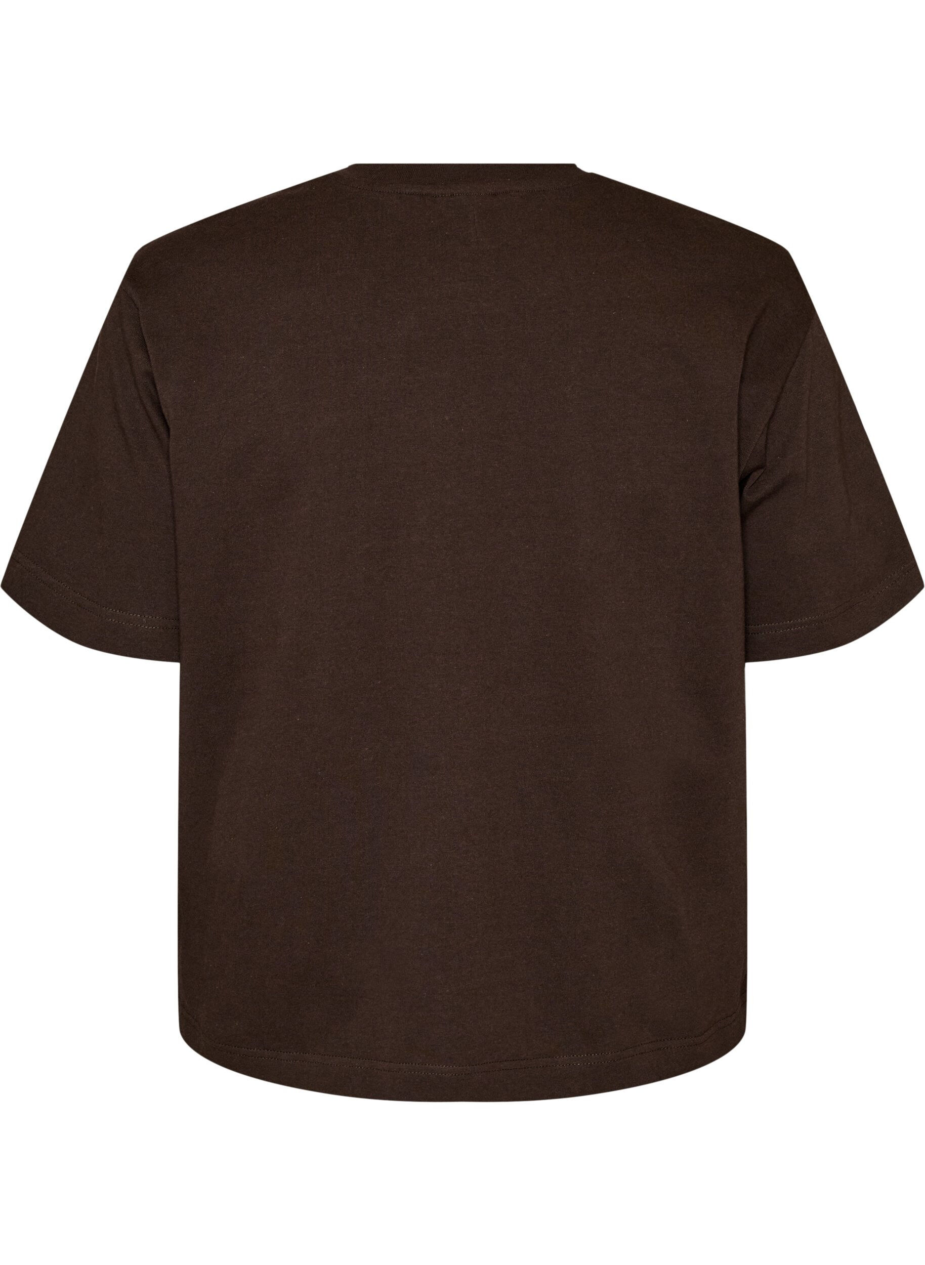 ZizziKastiges T-Shirt aus Baumwolle, Braun, Packshot image number 1